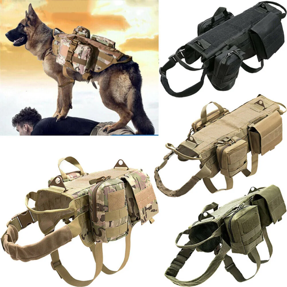 Arnés táctico para perros con múltiples bolsillos y correa elástica, chaleco duradero de estilo militar para mascotas para entrenamiento y actividades al aire libre - imagen 5