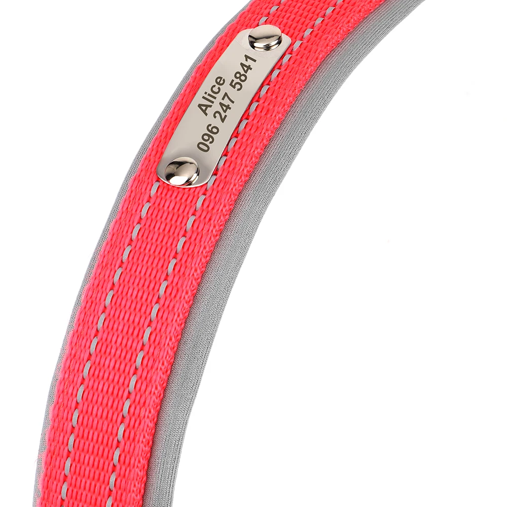 Collar de perro personalizado, collares reflectantes de identificación para perros, collares de nombre grabados gratis, ajustables para perros pequeños, medianos y grandes, Pitbulls para mascotas - imagen 4