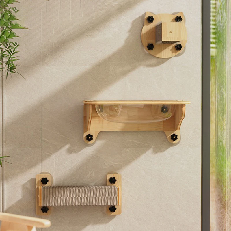 Ventosa montada en la pared, hamaca para gatos, ventana colgante, poste rascador transparente para gatos, cuerda de algodón, marco de escalada, suministros para mascotas - imagen 3