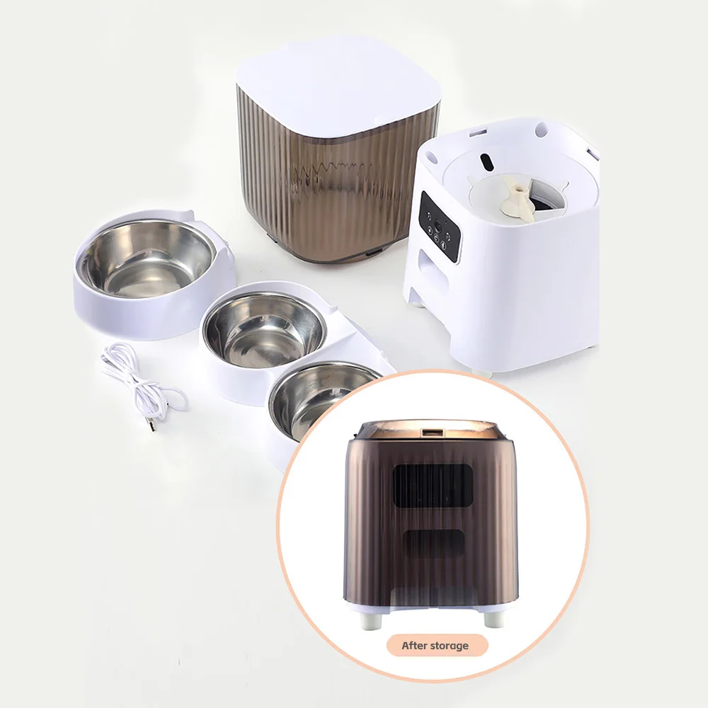 Alimentador automático inteligente para gatos, cuencos dobles de 5l con cámara, dispensador de vídeo de comida seca para mascotas, grabadora de voz inteligente, Alimentador automático para perros - imagen 3