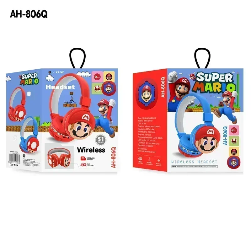 Auriculares inalámbricos Bluetooth Super Marios Bros, gorros para niños, bonitos auriculares inalámbricos de dibujos animados, regalo de cumpleaños para niños y adultos - imagen 2