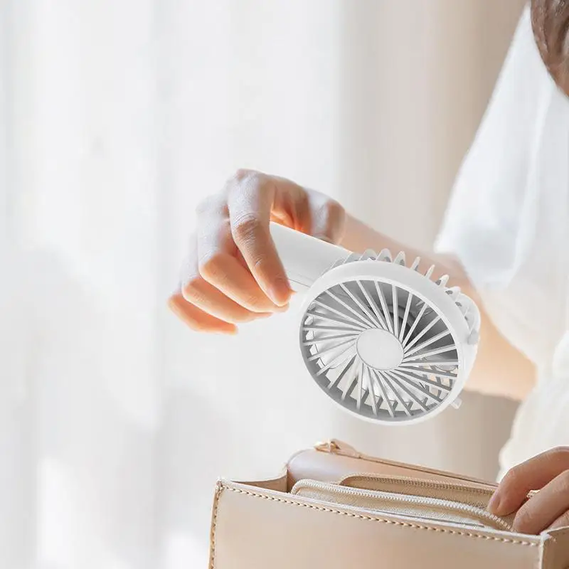 Ventilador de mano plegable, ventilador Personal de refrigeración recargable por USB, Mini ventilador de mano de 3 velocidades, batería ajustable, poco ruido - imagen 2