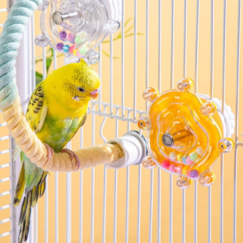 Juguete interactivo para loros con dispensador giratorio de golosinas, estimulación y jaula para ejercicios de pico para conures, cacatúas y pájaros medianos - imagen 4