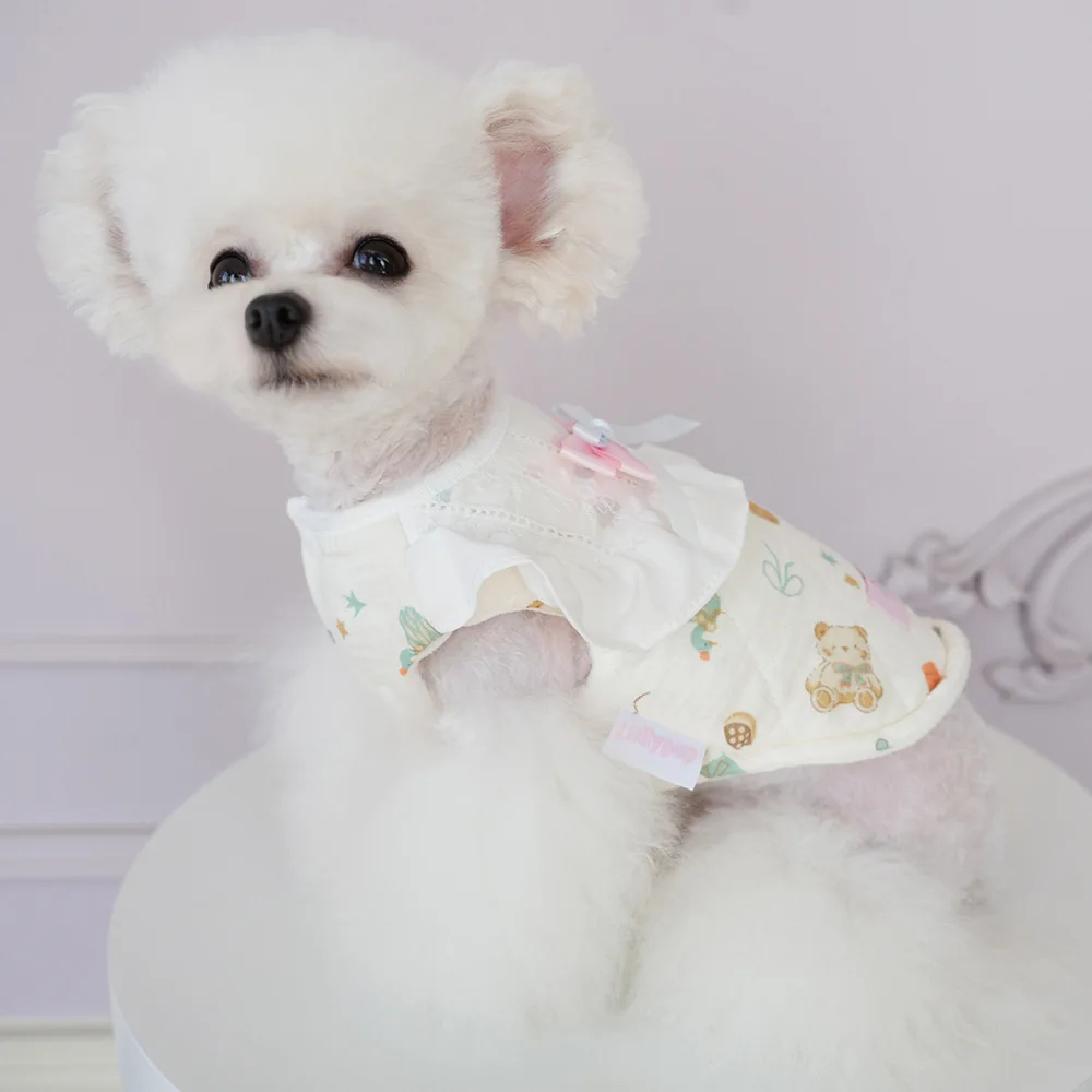 Vestido de princesa con lazo bonito para otoño/invierno, abrigo para perros pequeños, ropa para perros y gatos, ropa para perros pequeños y cachorros - imagen 2