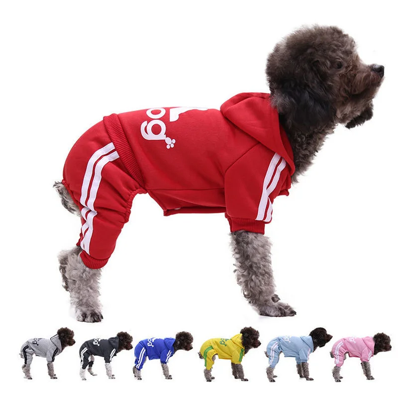 ropa perro suministros para perros ropa perro pequeño ropa perro grande Adidog-ropa con capucha para mascota, suéter de terciopelo de cuatro patas para perros pequeños y medianos, cálido, Otoño e Invierno - imagen 2