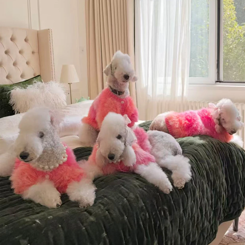Suéter invierno lujo rosa para perros pequeños Bedlington Terrier - imagen 2