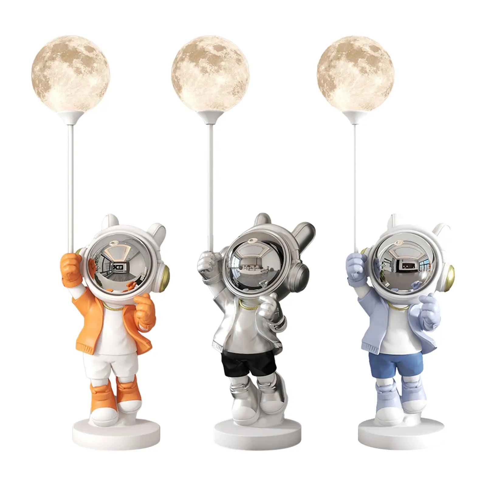 Resin Figurine Artwork Gifts Collectible Gift Astronaut Statue with Light for Hallway Table Centerpieces Bookshelf Indoor Office