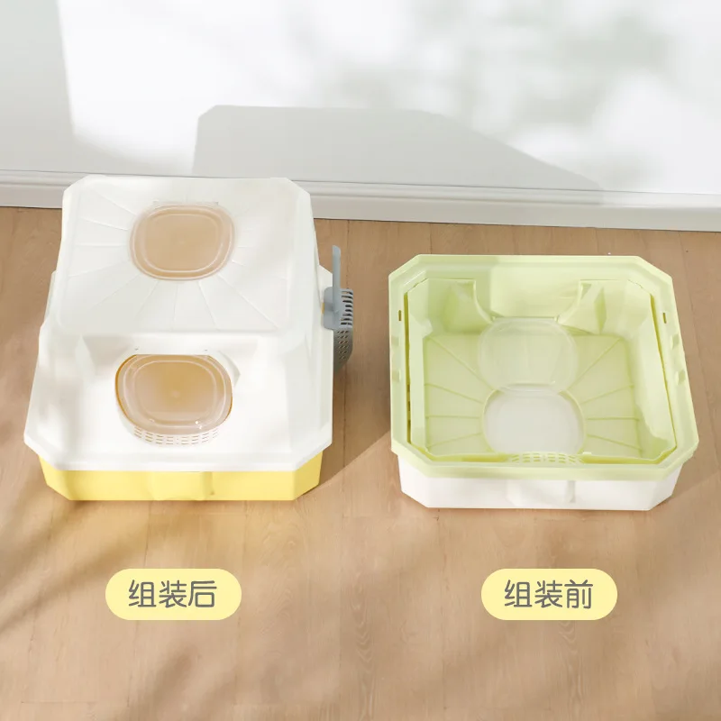 Cajón de cápsula espacial, caja de arena para gatos, inodoro para mascotas completamente cerrado, caja de arena para gatos desmontable de gran tamaño, suministros para mascotas - imagen 4
