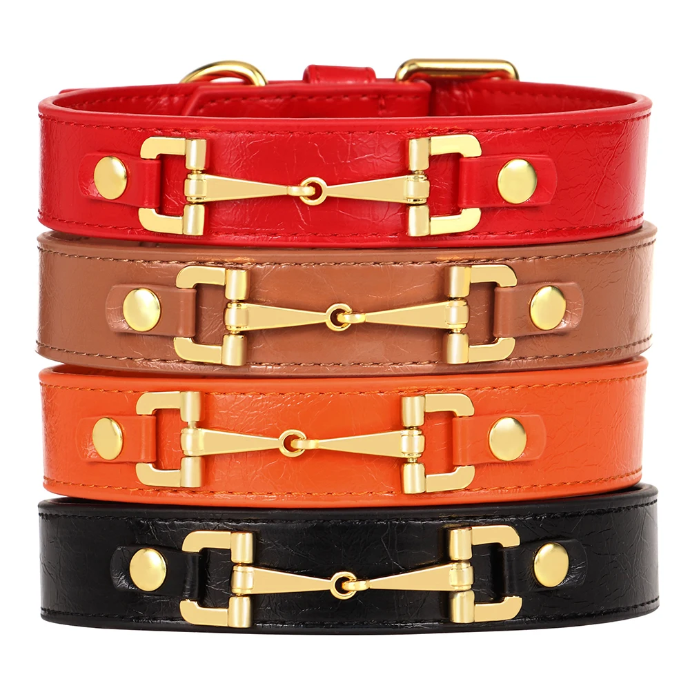 Collar de cuero genuino para perros pequeños y medianos, accesorios de Metal para mascotas, Bulldog Francés, moda - imagen 2