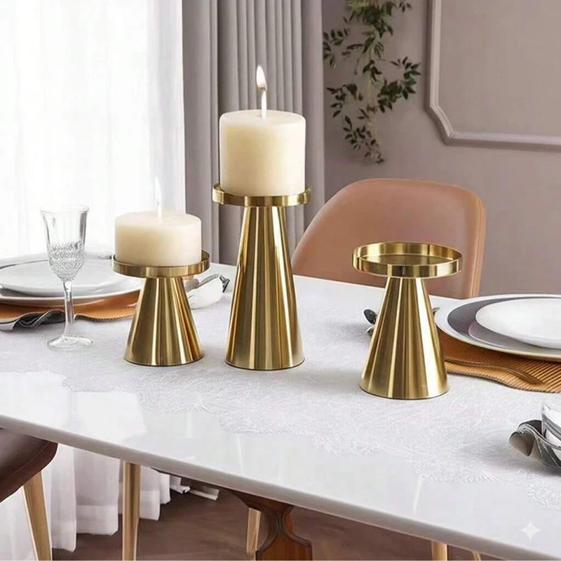 Portavelas de metal nórdico 3 uds decoración para boda y Navidad - imagen 2