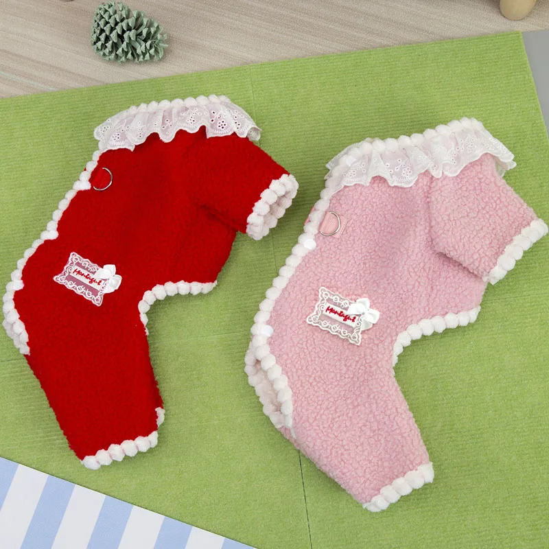 Ropa dulce para perros, pijamas de lana, pelele, mono de invierno para perros pequeños, monos todo en uno para cachorros Shih Tzu Dachshund