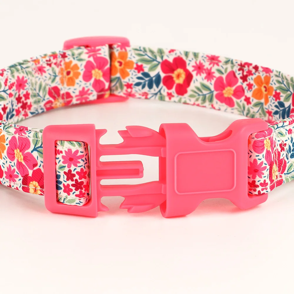 Collar Floral con lazo para perro, Collar de nailon con flores para perros, collares acolchados para cachorros, ajustables para perros pequeños, medianos y grandes, Pug, Chihuahua - imagen 3