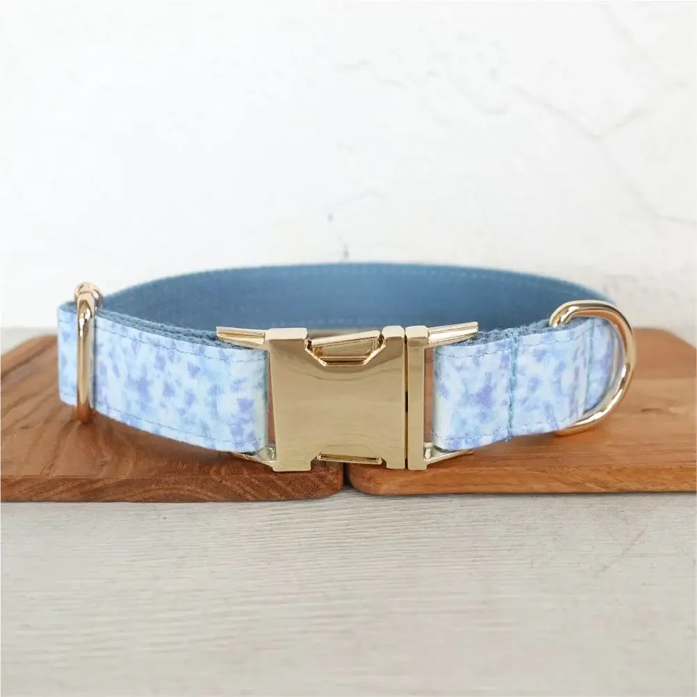 Collar de perro personalizado con grabado gratuito, correa para mascotas a juego, hebilla de Metal de contactos personalizados, Collar para mascotas de fuego azul - imagen 2