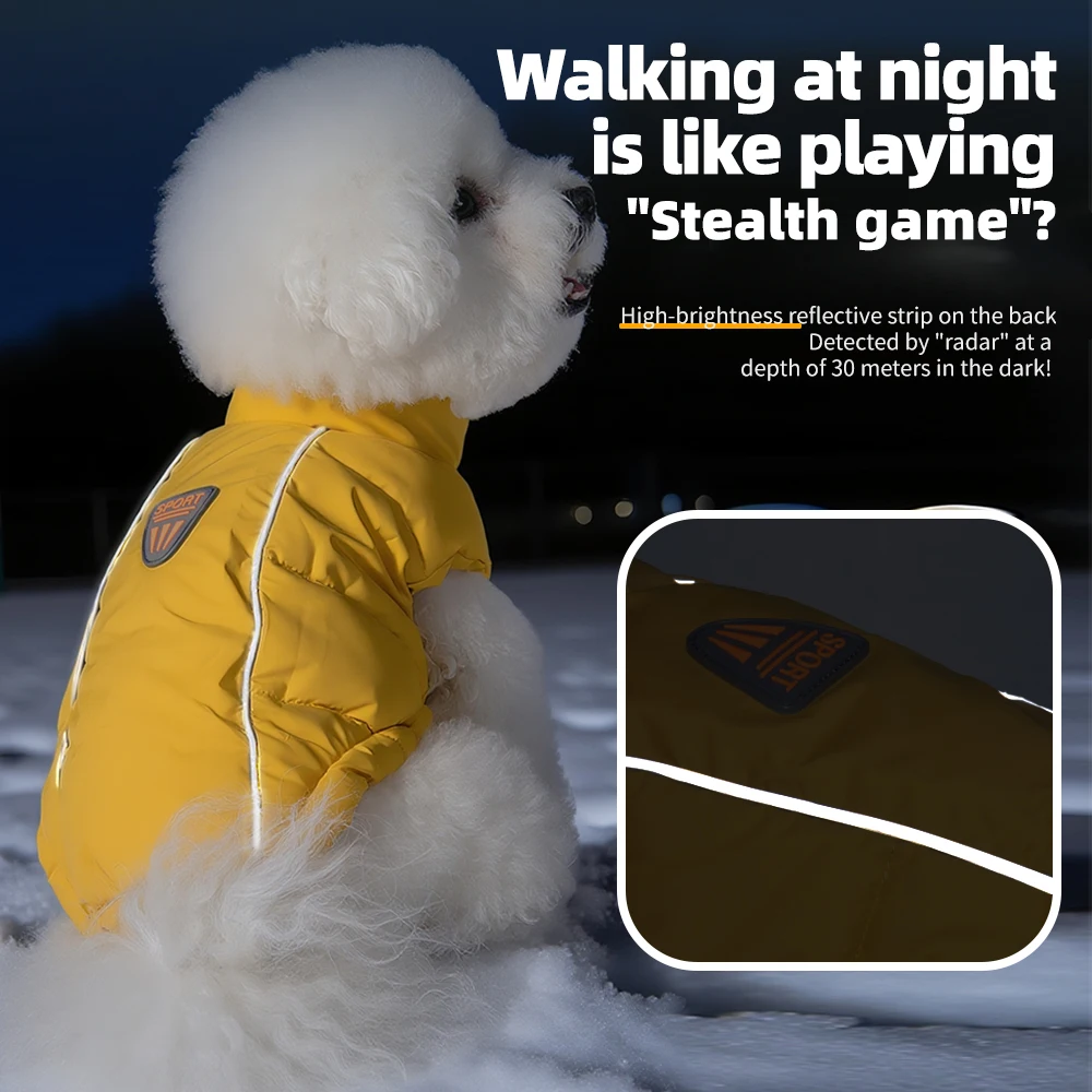 Chaqueta de plumón de Bulldog Francés para invierno, abrigo reflectante a prueba de viento para perros pequeños, ropa para cachorros de Pomerania Schnauzer - imagen 3