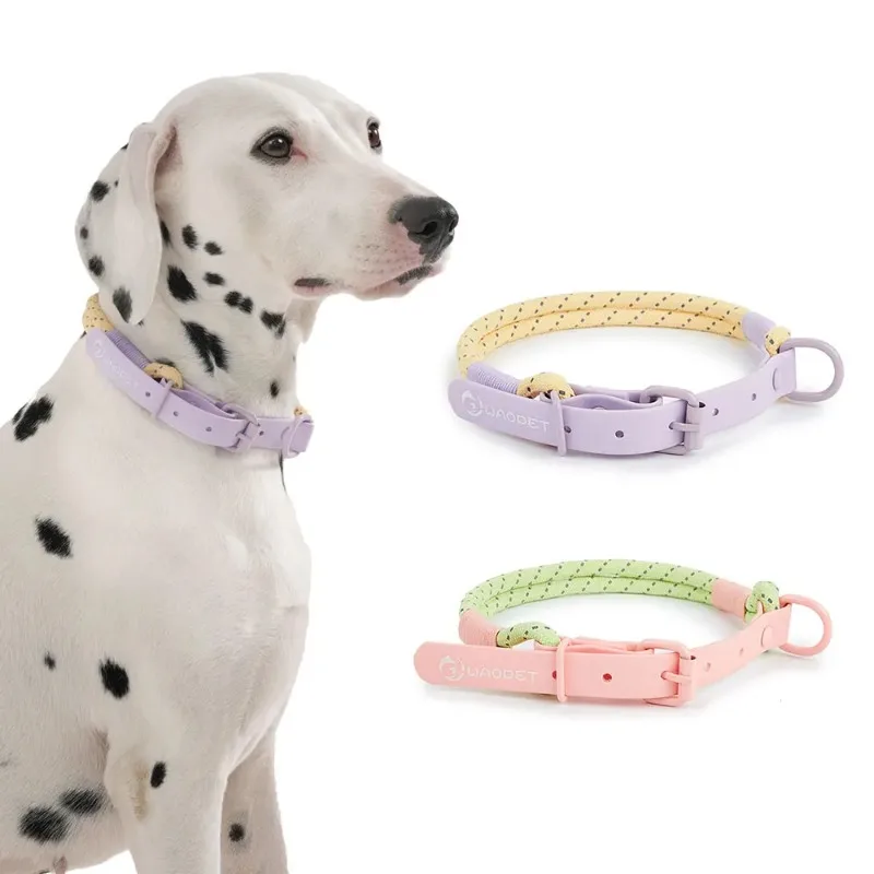 Collar para mascotas, correas de nailon a la moda, Collar de plomo para perros, correas hechas a mano de estilo caramelo, anillo de cuello de PVC, suministros para perros impermeables y geniales