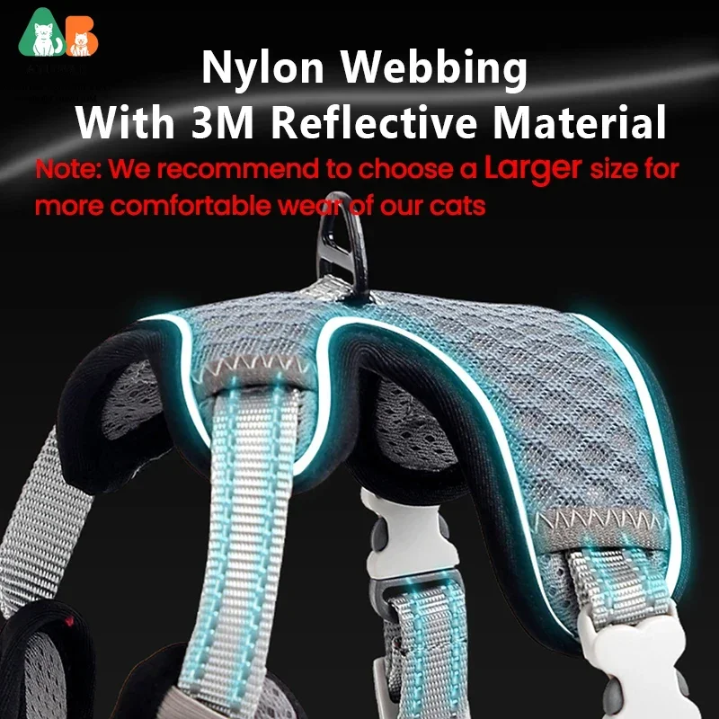 ATUBAN Arnés y correa para gatos para caminar, arnés para gatos pequeños, arnés para gatos a prueba de escape, arnés para gatos grande y ajustable reflectante - imagen 3
