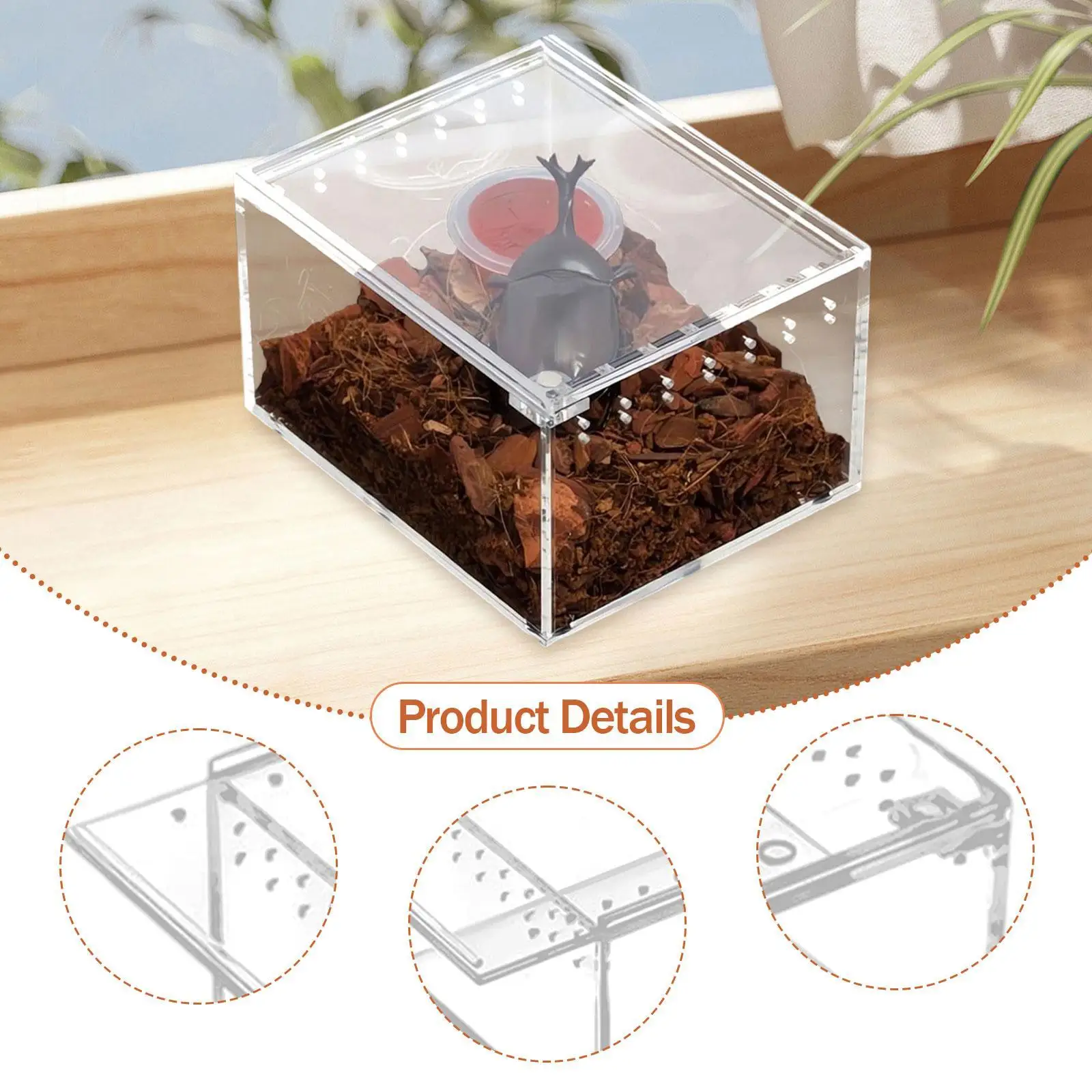 Terrario para reptiles, caja de cría para reptiles, transparente, portátil, ligero, transpirable, contenedor de tanque de tortuga para cangrejos y serpientes - imagen 5