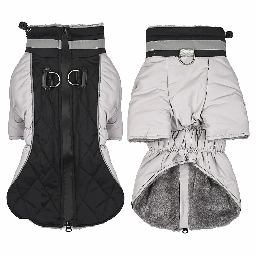 Chaquetas de invierno para perros, abrigo cálido reflectante impermeable para mascotas para perros pequeños y grandes, traje elástico para perros con anillo en D para correa - imagen 5