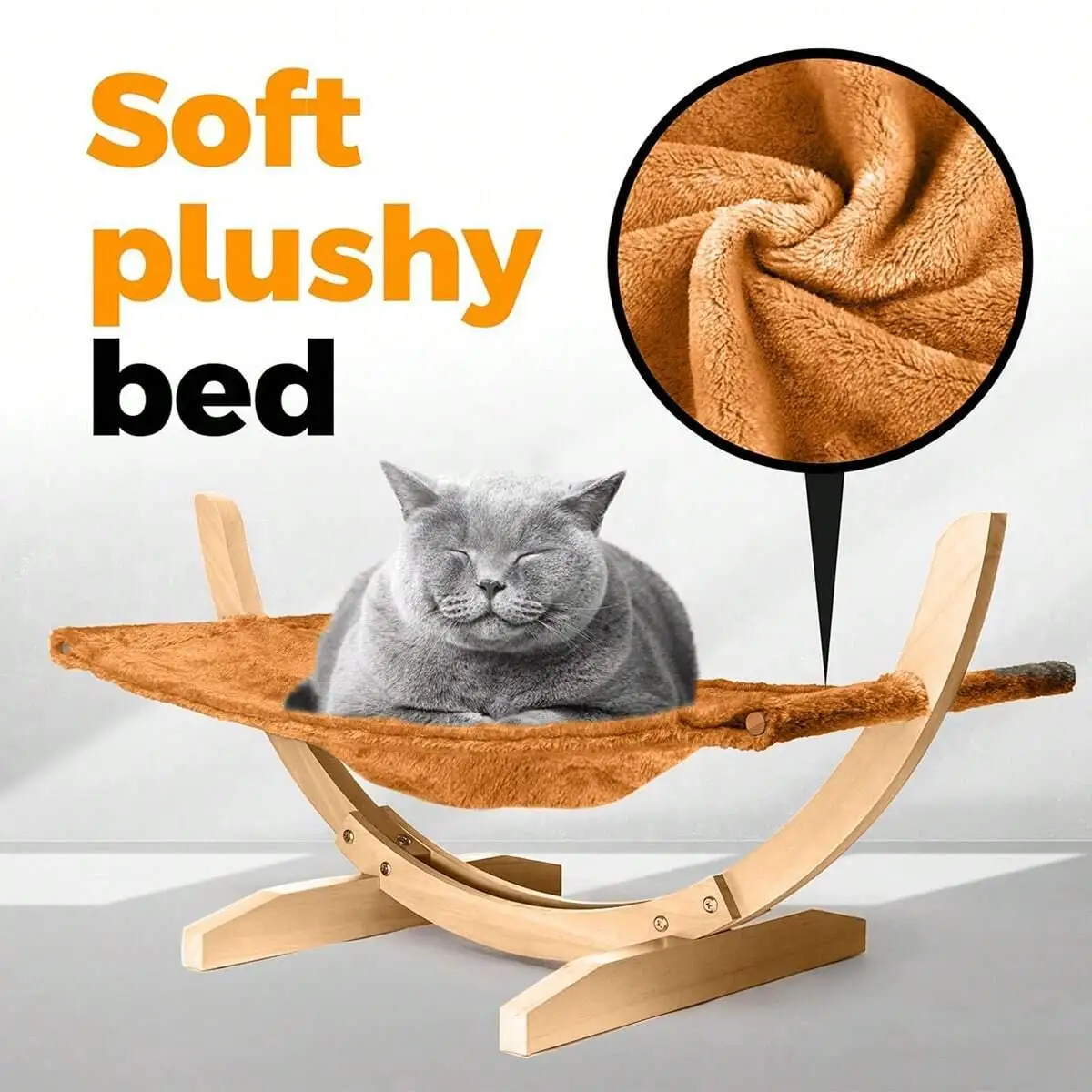 Hamaca elevada para gatos con marco de madera y cojín, cómoda cama interior para gatos para descansar y dormir, suministros para mascotas para invierno - imagen 3