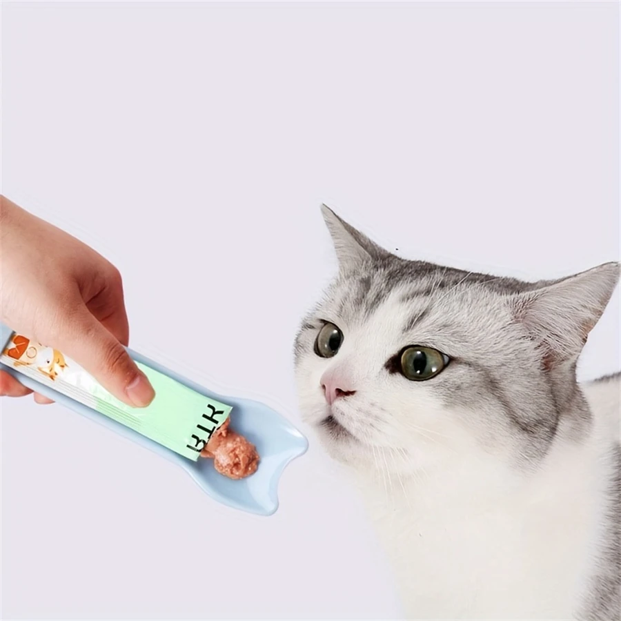Alimentador de tiras húmedas para gatos, cuchara exprimible, herramienta de alimentación de aperitivos líquidos, suministros para mascotas