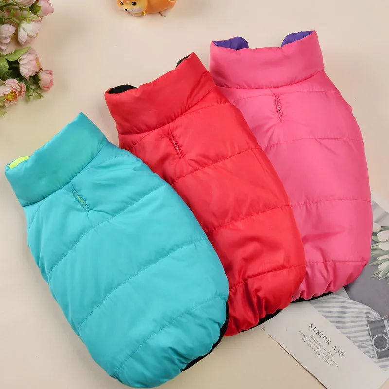 Ropa para perros de doble cara, chaqueta acolchada con cuello levantado para invierno, disfraz para cachorros, abrigo para gatos, perro salchicha, ropa para perros pequeños - imagen 5