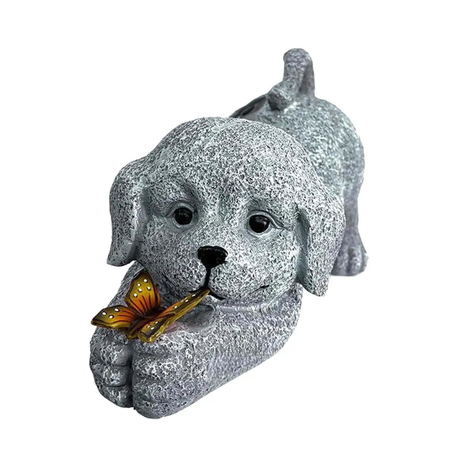 Solar Powered Dog Garden Statue Light Yard Art Resin Dog Figurine,Animal Sculpture,Yard Decoration,for Balcony Lawn Courtyard