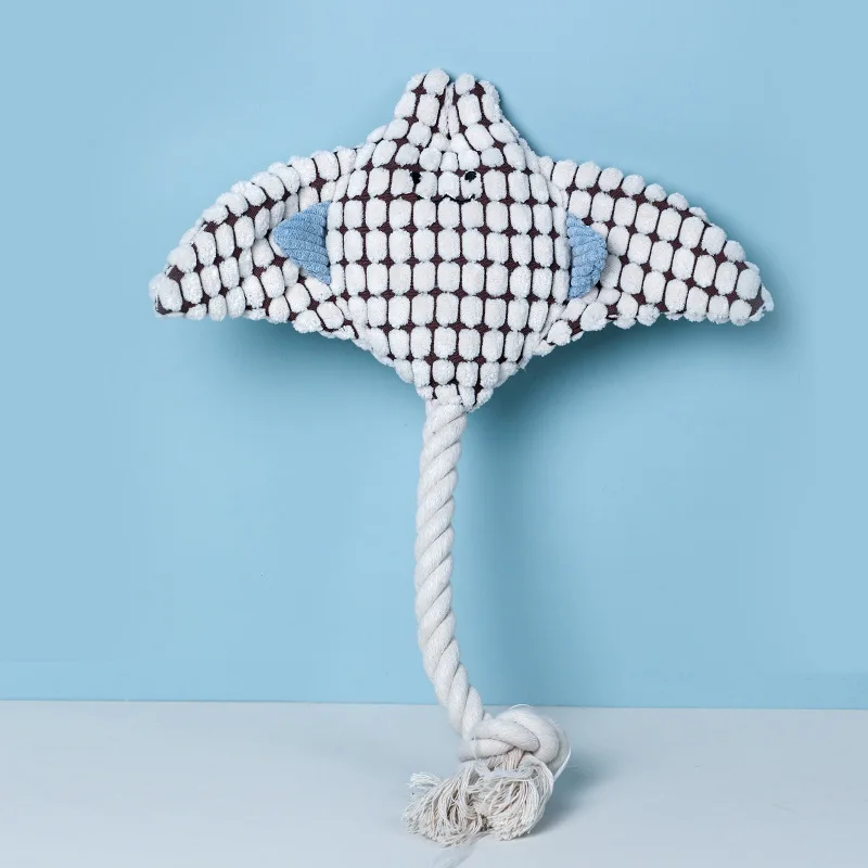 Juguetes oceánicos de peluche para mascotas, juguetes interactivos con sonido para masticar para perros, relleno de peluche, suministro para mascotas con chirrido - imagen 5