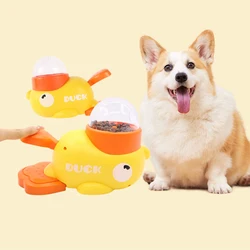 Rompecabezas interactivo para perros de pato amarillo, alimentador lento, dispensador automático de comida para perros, juguete de entrenamiento para perros, juguetes alimentadores automáticos para mascotas