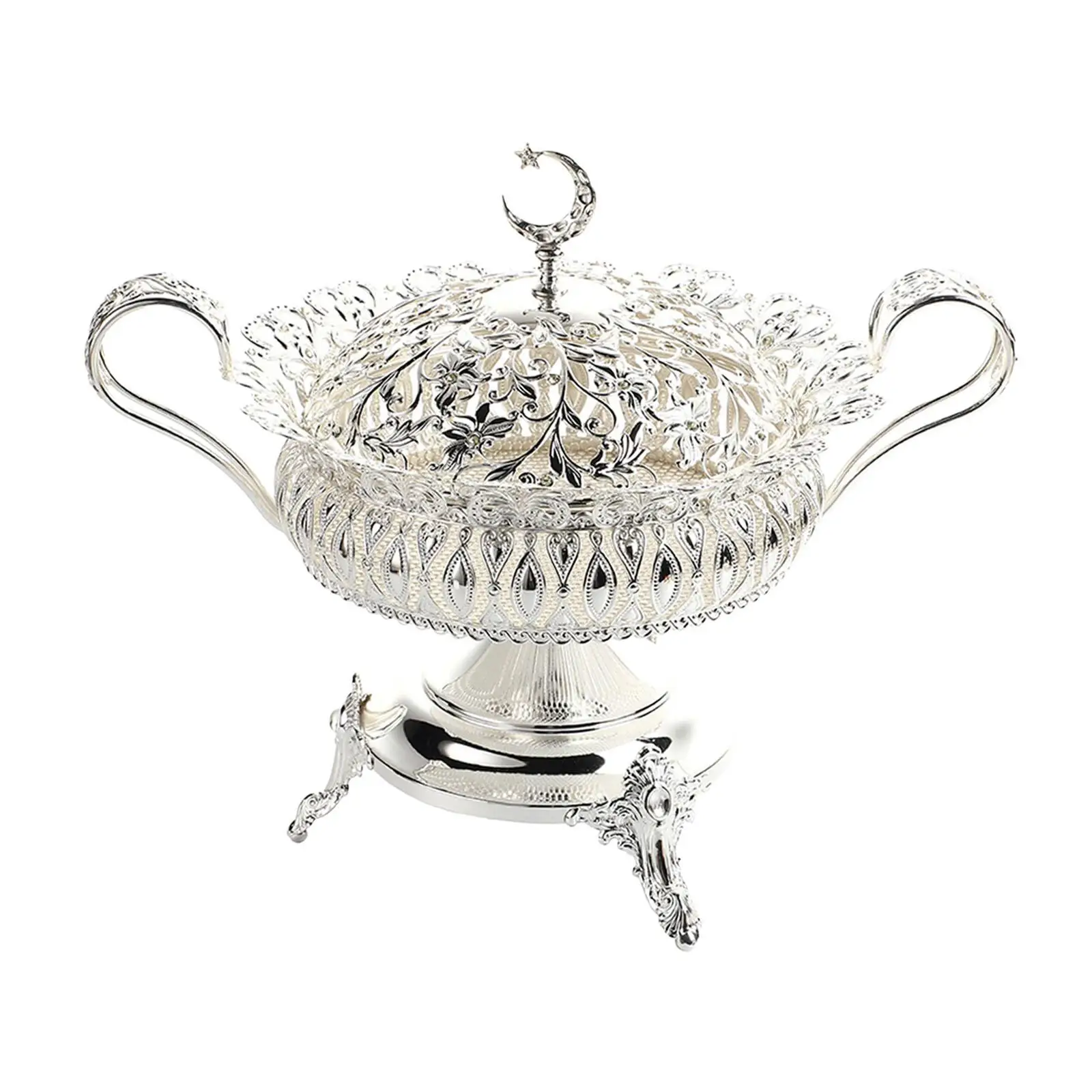 Footed Fruit Bowl Nordic Fruit Bowl with Cut Out Pattern Fruit Plate with Cover for Restaurant Household KTV Coffee Table Dining