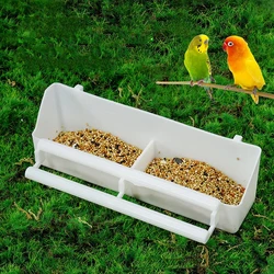 Comedero para pájaros, dispensador de agua y comida para mascotas con palo de percha, plato de alimentación de 2 compartimentos, alimentador para loros, contenedor de alimentación colgante para mascotas