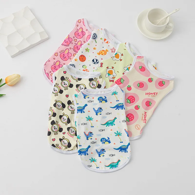 Chaleco con estampado de dibujos animados para perro, camiseta con ventilación para perro, camisa de marca para cachorro, Bulldog Francés, Chihuahua, ropa para perros pequeños y medianos - imagen 2