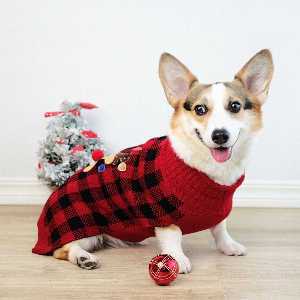 Suéter de cuello alto para perros pequeños y medianos, ropa de punto cálida para mascotas, suéter para cachorros de Chihuahua, Navidad, Invierno - imagen 2