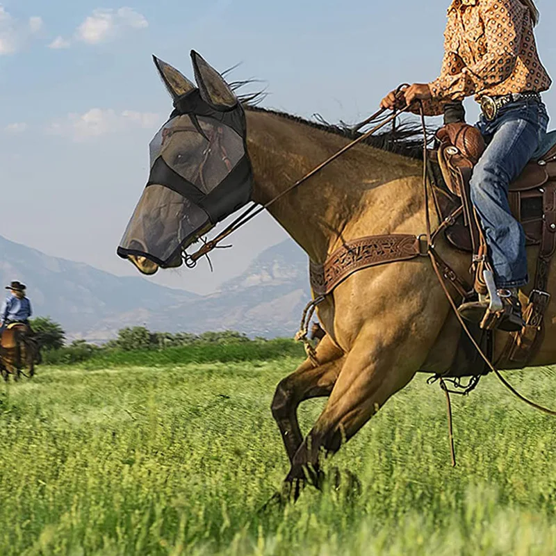 Máscara de caballo Máscara de caballo a prueba de mosquitos Tela transpirable Sombrilla a prueba de insectos Productos para mascotas de verano - imagen 3