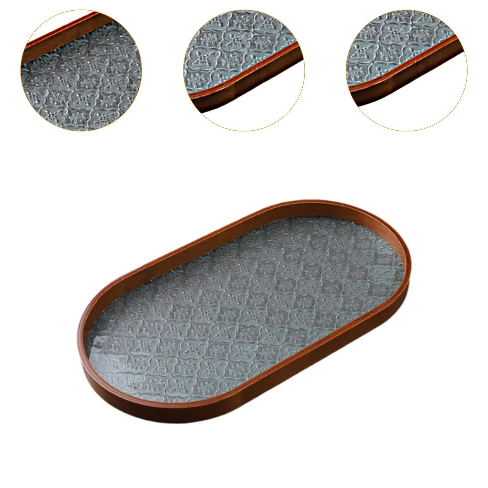 Bandeja de madera para servir, organizador de escritorio de vidrio, soporte de almacenamiento de joyas, bandejas de madera para comer para baño, escritorio para el hogar, sala de té, fiesta - imagen 5
