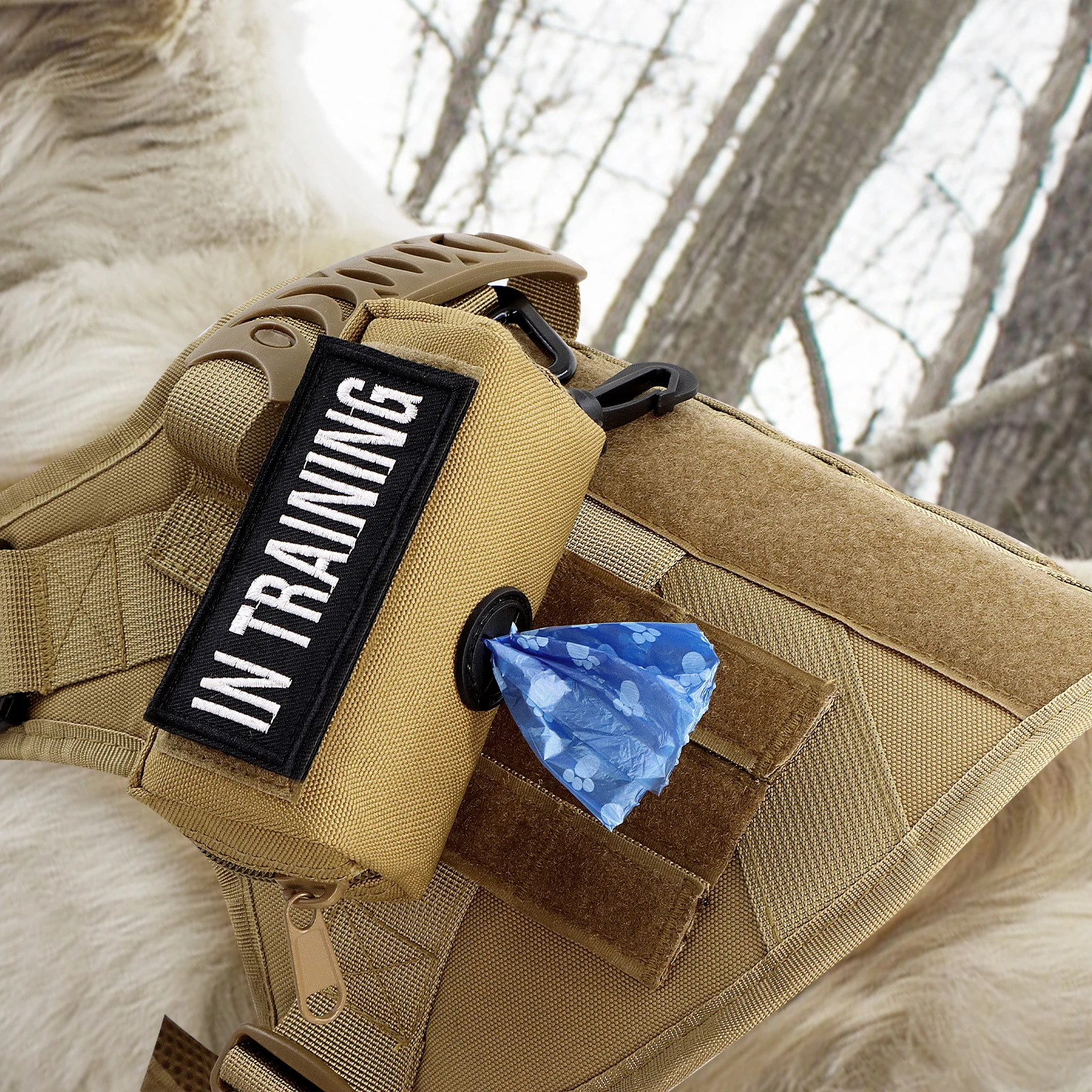 Accesorio de entrenamiento multifuncional para mascotas, bolsa táctica de entrenamiento para perros con dispensador de bolsas para excrementos, bolsa para caminar para perros para entrenar a caminar - imagen 4