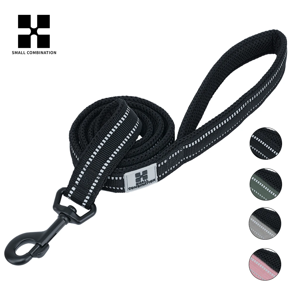 Correa reflectante para perros de combinación PEQUEÑA, nailon ligero y fuerte para perros pequeños, medianos y grandes, correa de entrenamiento para perros, color negro, para caminar al aire libre - imagen 3