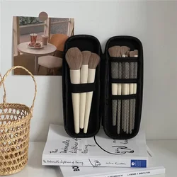 Estuche impermeable negro doble cremallera para brochas maquillaje viaje