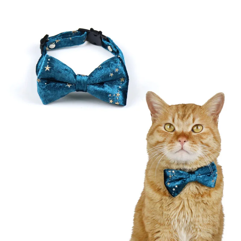 Collar de terciopelo para gato, hebilla de seguridad ajustable, pajarita para gatito, bonito lazo, Collar para cachorro, Chihuahua, accesorios para mascotas - imagen 5