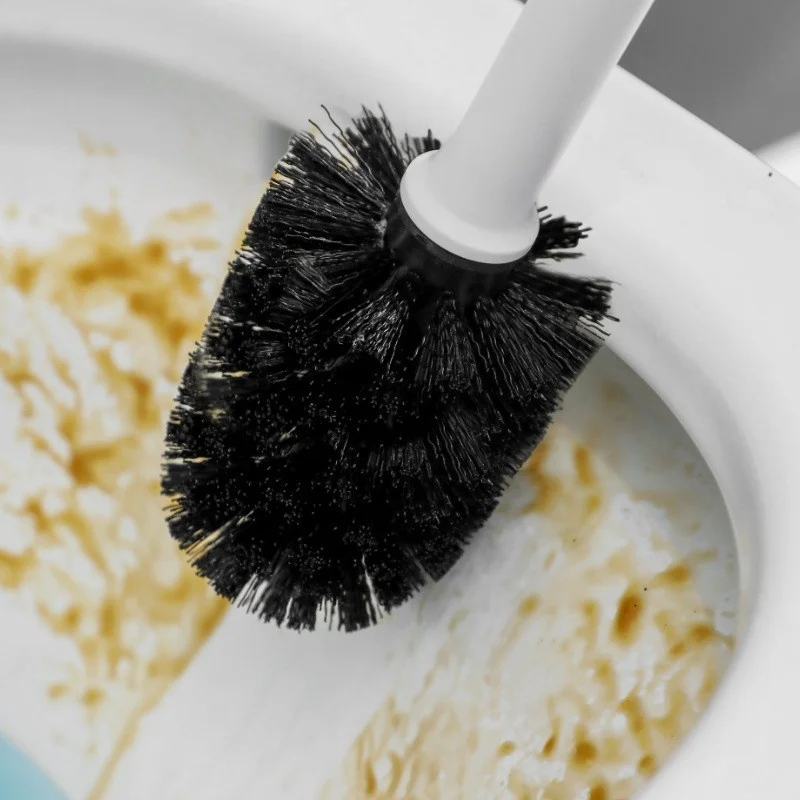 Juego creativo de escobilla de baño con soporte, cerdas de nailon/silicona, soporte de pie, herramientas de limpieza de lavabo para baño - imagen 3