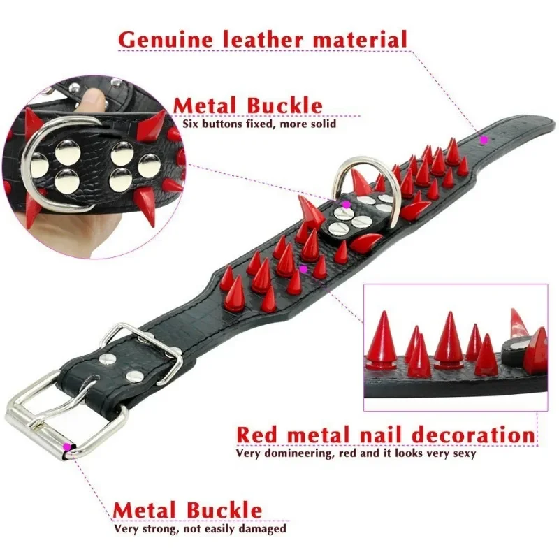 Collar de cuero tachonado ajustable para perros medianos y grandes - imagen 5