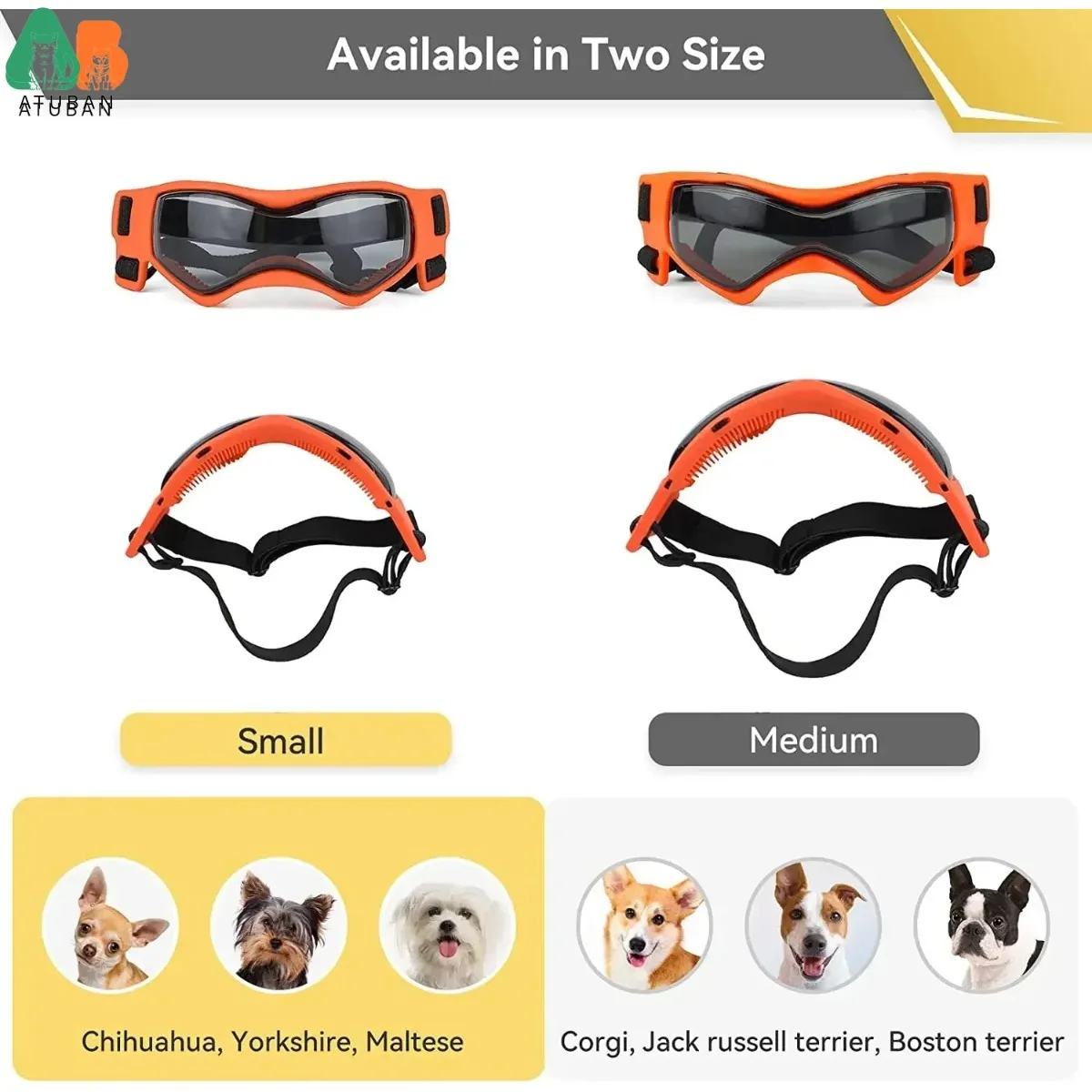 ATUBAN Gafas de sol para perros Gafas para perros, cómodas, suaves, fáciles de usar, protección UV ajustable, gafas de sol para cachorros para perros pequeños a medianos - imagen 4