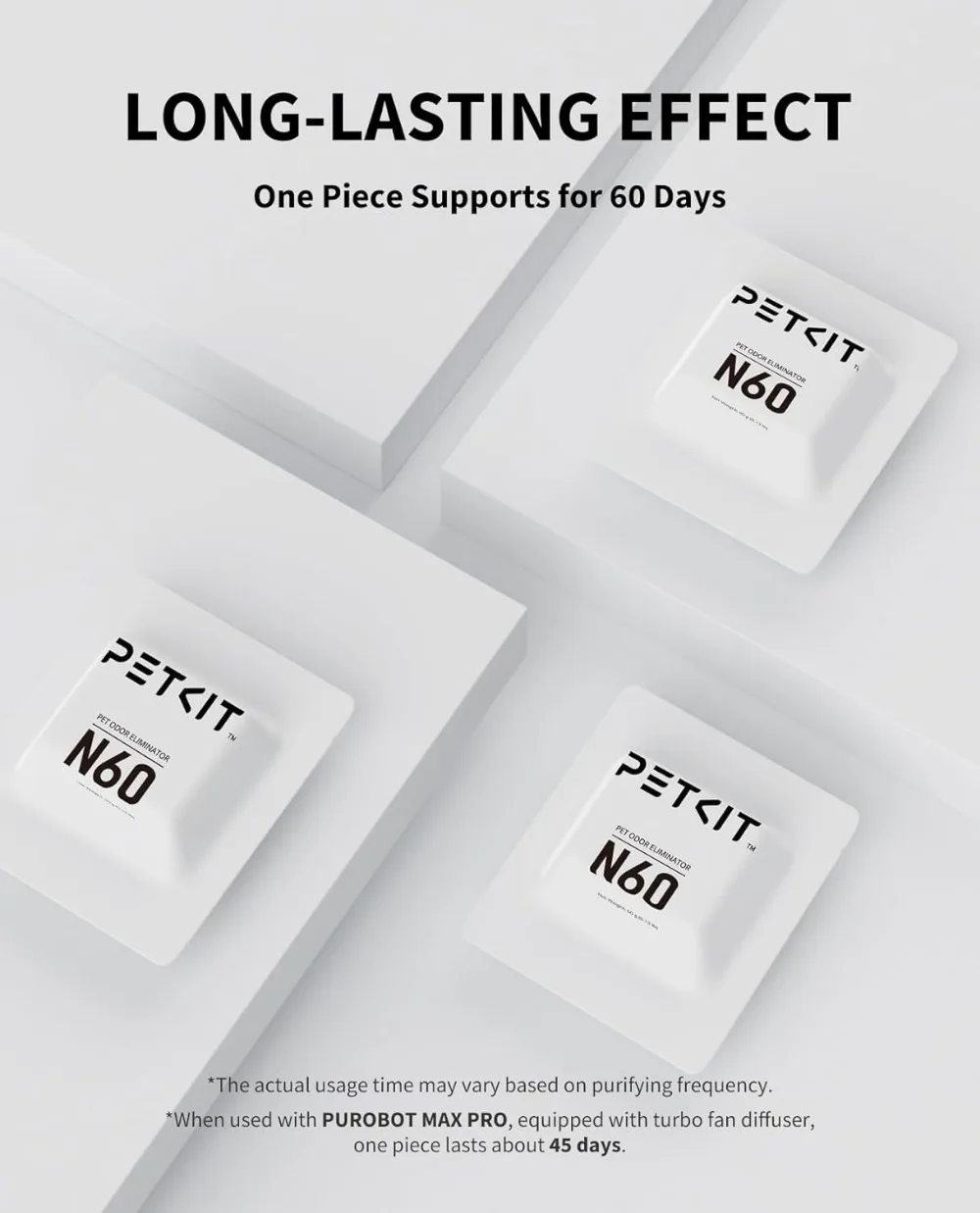 Petkit Eliminador de olores para mascotas N60 exclusivo para caja de arena para gatos autolimpiante PUROBOT, control de olores de inodoro para gatos (paquete de 3) - imagen 4