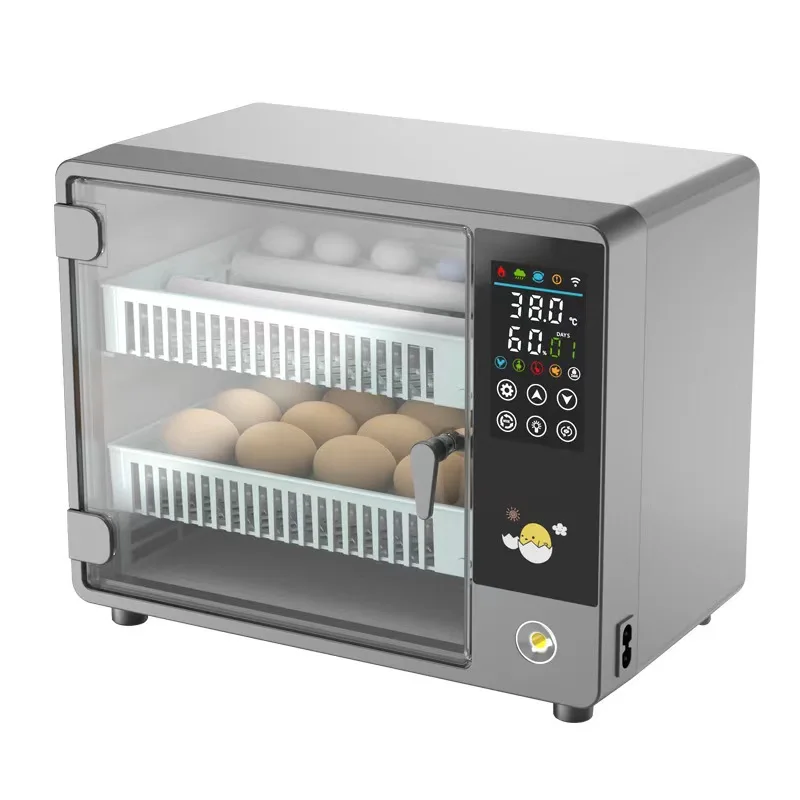 Incubadora automática vista frontal con huevos