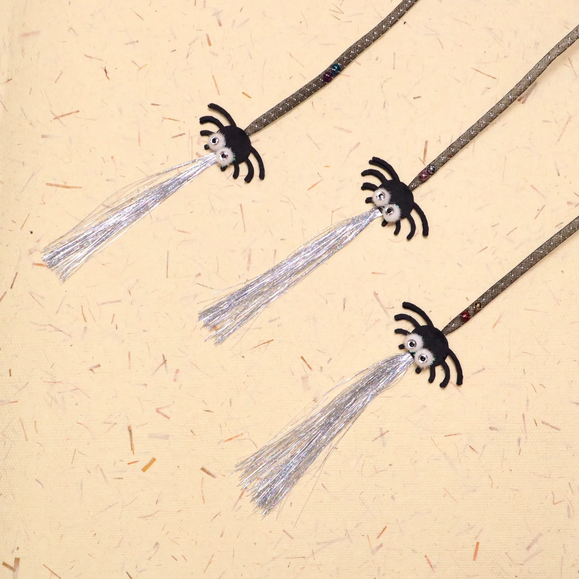 Tubo de malla elástica, araña Artificial negra, juguete para gato, borla, palo de Teaser para gato, juguete para regalo para mascotas - imagen 5