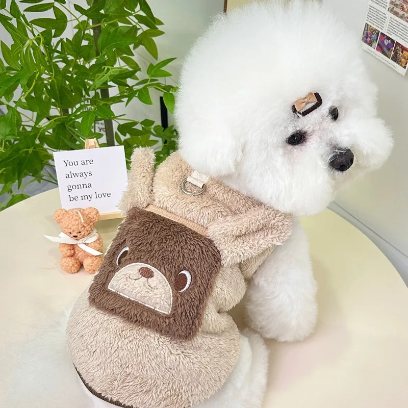 Ropa de invierno Ins, suéter de oso de peluche de peluche, ropa bonita cálida para mascotas, ropa Schnauzer, ropa para cachorros, ropa de diseñador para perros - imagen 4