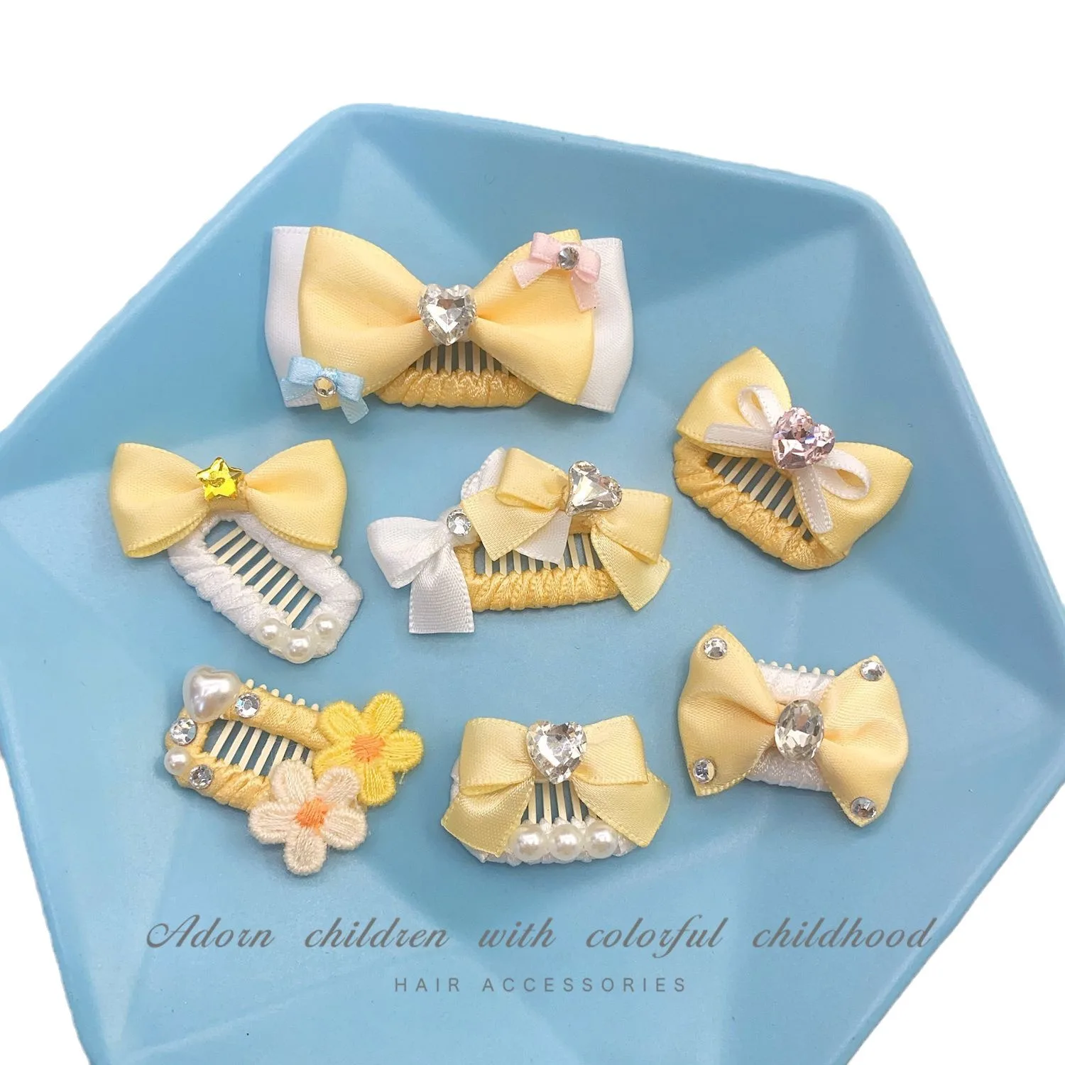 Pinza de pelo amarilla para mascotas, Mini pinzas BB para el pelo, Yorkshire Marzis, tocados de peluche para perros, lazo, pinza para el pelo con perlas de diamante, accesorios para cachorros - imagen 5