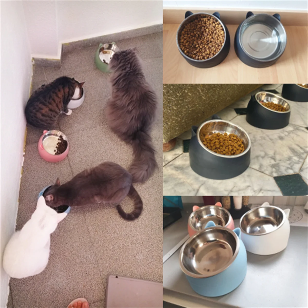 Cuenco elevado antideslizante acero inoxidable para perros y gatos - imagen 3