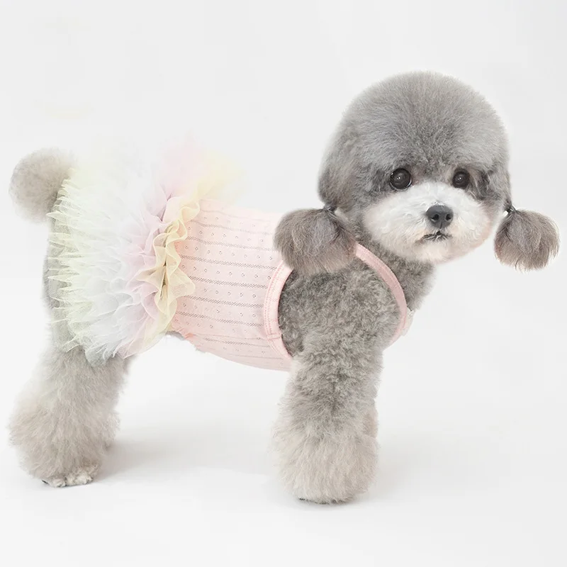 Lindo vestido de encaje para perro, vestido Kawaii para fiesta de perros pequeños, vestido de boda de cumpleaños, disfraz de cachorro para peluche de Pomerania Yorkshire - imagen 3