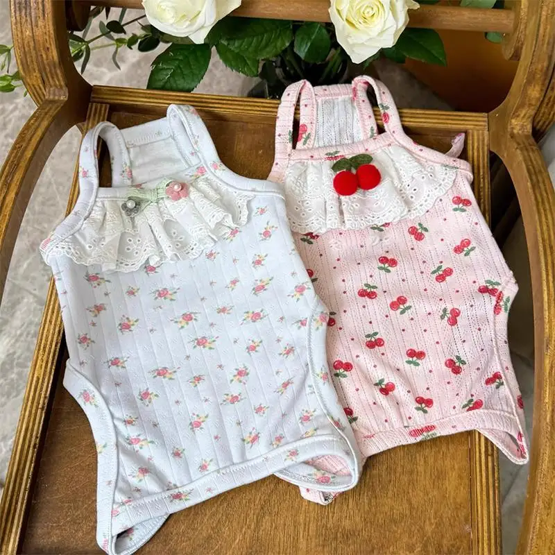Camisola Floral para mascotas, abrigo Base, mono con banda para el vientre para primavera/verano, perro, gato, pequeño oso de peluche, pijamas para el hogar, ropa para cachorros