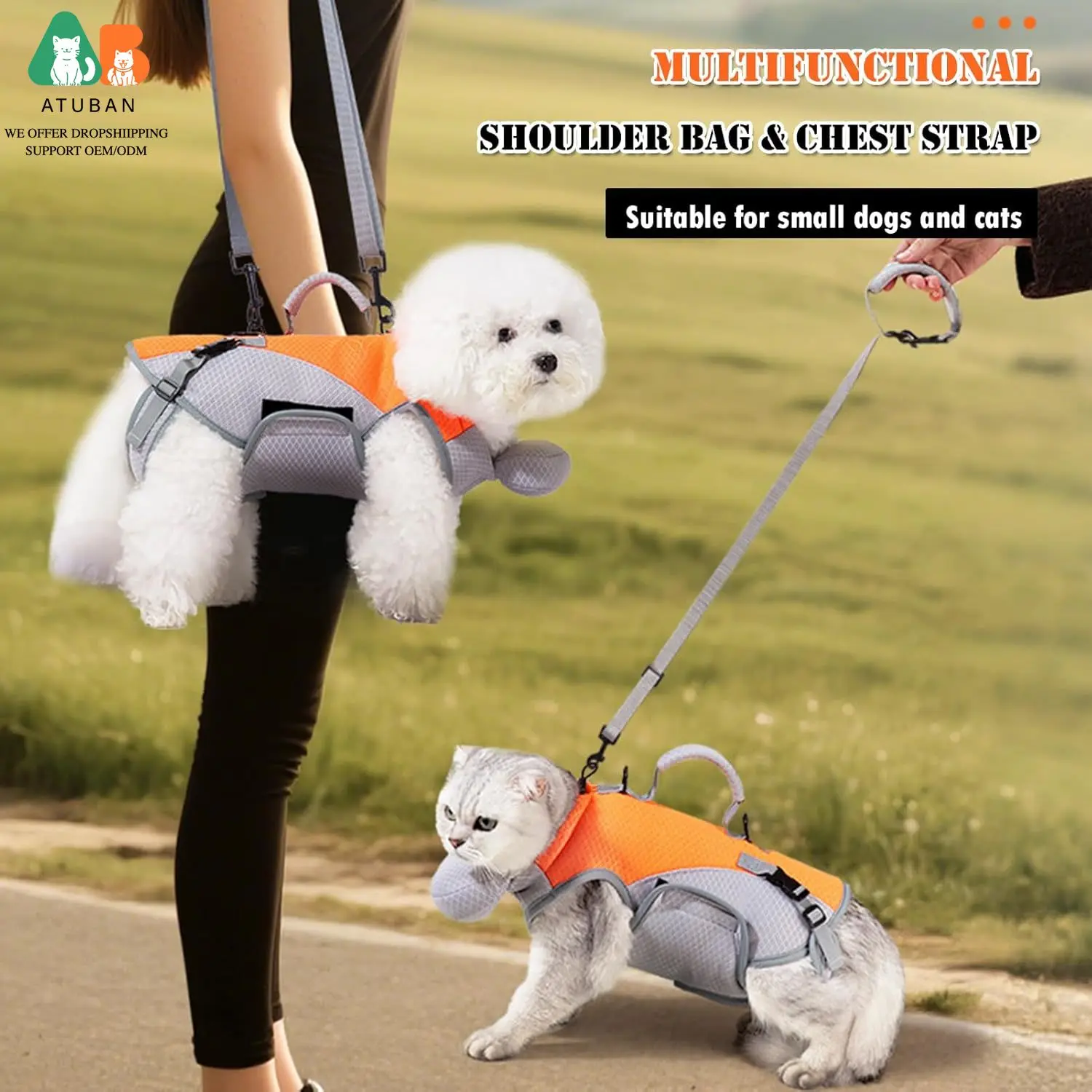 Portador 2 en 1 para gato y perro – Mochila transpirable con arnés - imagen 5